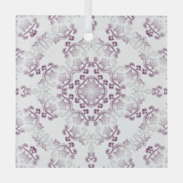 Pompadour Paarse Flourish Glass Ornament