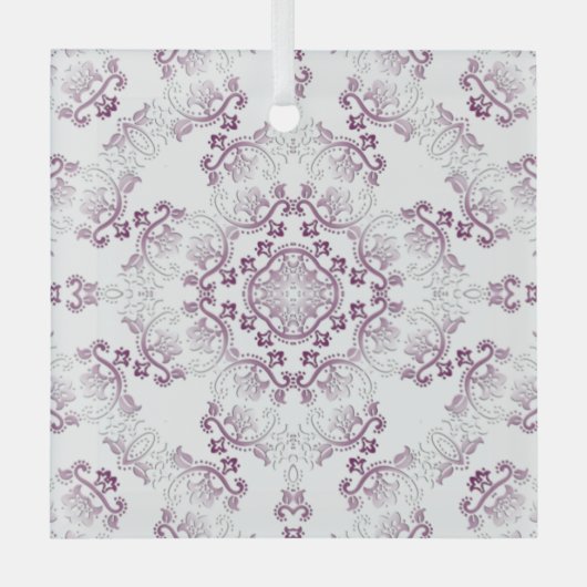 Pompadour Paarse Flourish Glass Ornament (Voorkant)