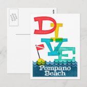 Pompano Beach Dive - Colorful Scuba Briefkaart (Voorkant / Achterkant)