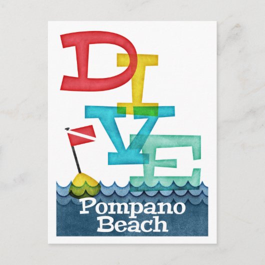 Pompano Beach Dive - Colorful Scuba Briefkaart (Voorkant)