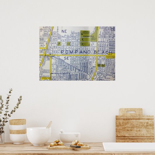 Pompano Beach, FL  Map Poster (Keuken)