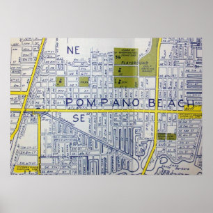 Pompano Beach, FL  Map Poster