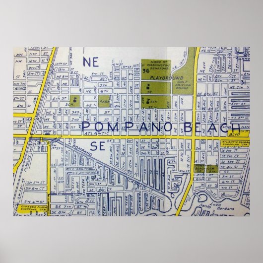 Pompano Beach, FL  Map Poster (Voorkant)