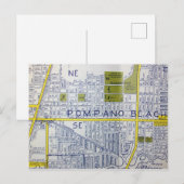 Pompano Beach, FL Vintage Map Briefkaart (Voorkant / Achterkant)