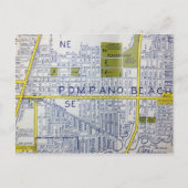 Pompano Beach, FL Vintage Map Briefkaart (Voorkant)