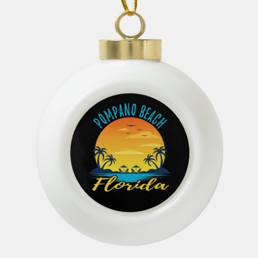 Pompano Beach Florida Palm Trees Beach Keramische Bal Ornament (Voorkant)