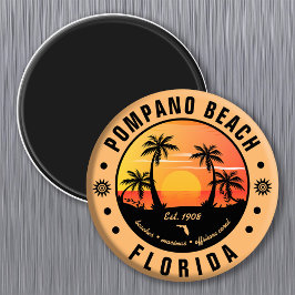 Pompano Beach Florida Retro Sunset Souvenir 80s Magneet