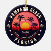 Pompano Beach Florida Retro Sunset Souvenir Keramisch Ornament (Voorkant)