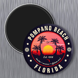 Pompano Beach Florida Retro Sunset Souvenir Magneet