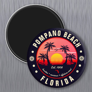 Pompano Beach Florida Retro Sunset Souvenir Magneet