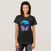 Pompano Beach Florida Retro Tropical Palm Trees Va T-shirt (Voorkant volledig)