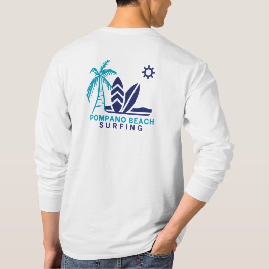 Pompano Beach Florida Surfen T-shirt (Achterkant)