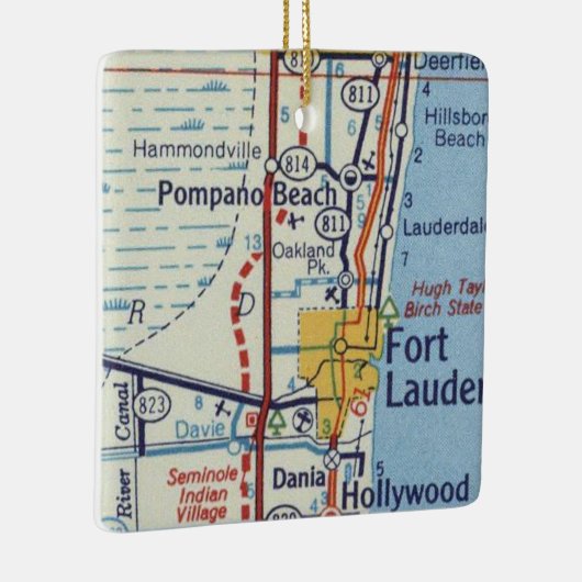 Pompano Beach Map Keramisch Ornament (Rechts)
