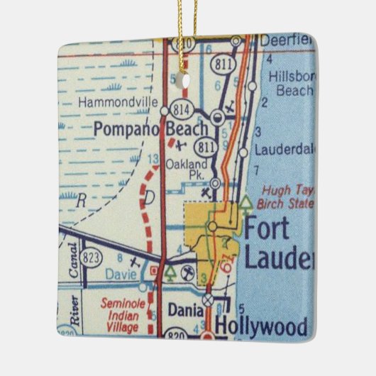 Pompano Beach  Map Keramisch Ornament (Links)