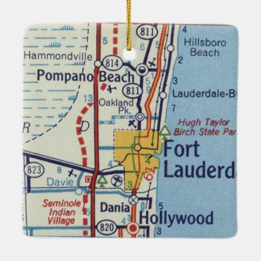 Pompano Beach  Map Keramisch Ornament (Achterkant)