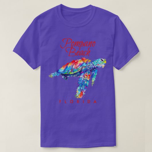 Pompano Beach Waterverf Zee Turtle T-shirt (Design voorkant)