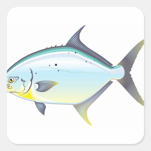 Pompano Florida vis vector illustratie Vierkante Sticker (Voorkant)