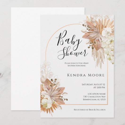 Pompas Grass Arched Lijst Baby shower Kaart (Voorkant / Achterkant)