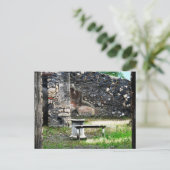 Pompei binnenste marmer fontein en bank briefkaart (Staand voorkant)