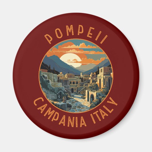 Pompeï Campania Italië Retro noodcirkel Magneet (Voorkant)