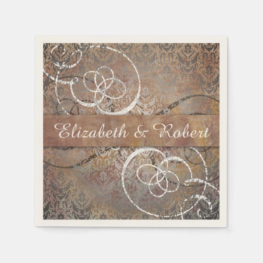 Pompei Damask Elegante Toscaanse Antiek bruiloft Servetten (Voorkant)