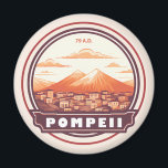 Pompeï ruïnes Italië Travel Art Badge Magneet<br><div class="desc">Pompeï vectorillustratie. Ooit een bloeiende en verfijnde Romeinse stad,  werd Pompeii begraven onder meters as en puimsteen na de catastrofale uitbarsting van de Vesuvius in 79 na Christus.</div>