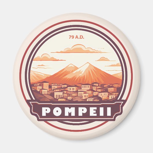 Pompeï ruïnes Italië Travel Art Badge Magneet (Voorkant)