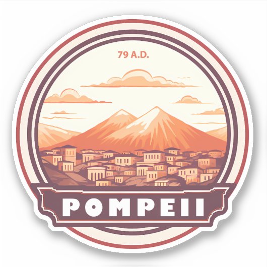 Pompeï ruïnes Italië Travel Art Badge Sticker (Voorkant)