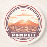 Pompeï ruïnes Italië Travel Art Badge Zandsteen Onderzetter<br><div class="desc">Pompeï vectorillustratie. Ooit een bloeiende en verfijnde Romeinse stad,  werd Pompeii begraven onder meters as en puimsteen na de catastrofale uitbarsting van de Vesuvius in 79 na Christus.</div>