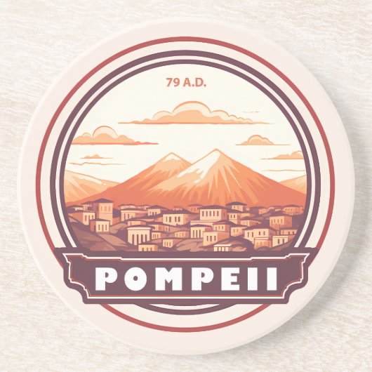 Pompeï ruïnes Italië Travel Art Badge Zandsteen Onderzetter (Voorkant)