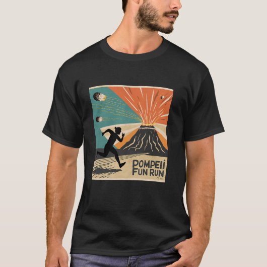 Pompeii 79 AD Fun Run Volcano Lover's Lange Mouw T-shirt (Voorkant)