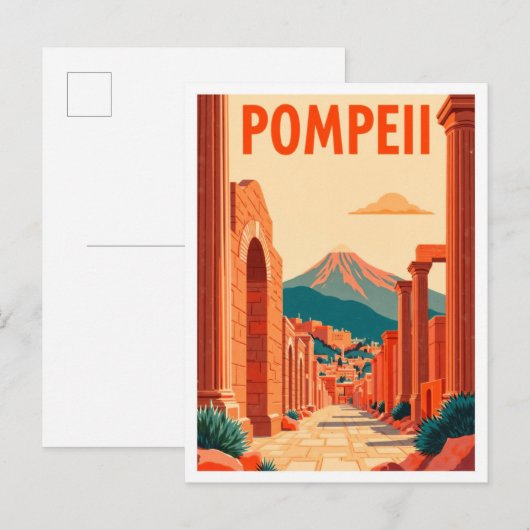 Pompeii Art Vintage Illustratie Reizen Briefkaart (Voorkant / Achterkant)