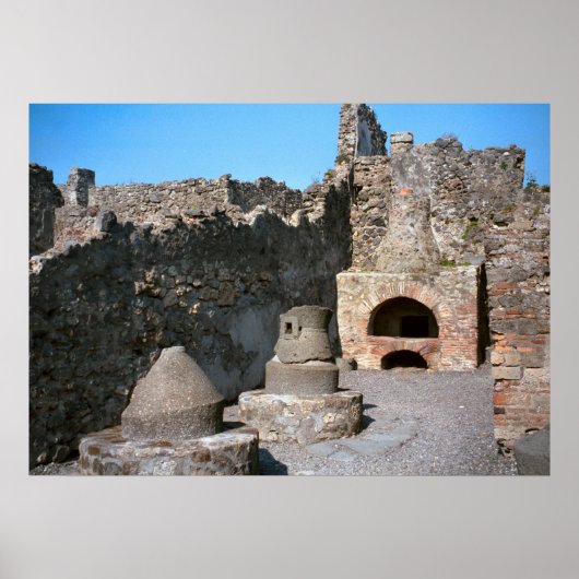 Pompeii, bakkerij, met molenstenen en oven poster (Voorkant)