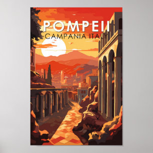 Pompeii Campania Italië Reizen Kunst Vintage Poster