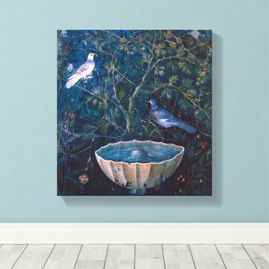 POMPEII-COLLECTIE / DOVES IN DE GARDEN CANVAS AFDRUK (Insitu (Houten vloer))