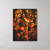 POMPEII COLLECTIE NIGHTINGALE MET ROZEN, rood Canvas Afdruk (Voorkant)