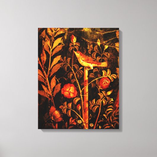 POMPEII COLLECTIE NIGHTINGALE MET ROZEN, rood Canvas Afdruk (Voorkant)