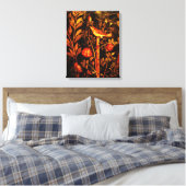 POMPEII COLLECTIE NIGHTINGALE MET ROZEN, rood Canvas Afdruk (Insitu (Slaapkamer))