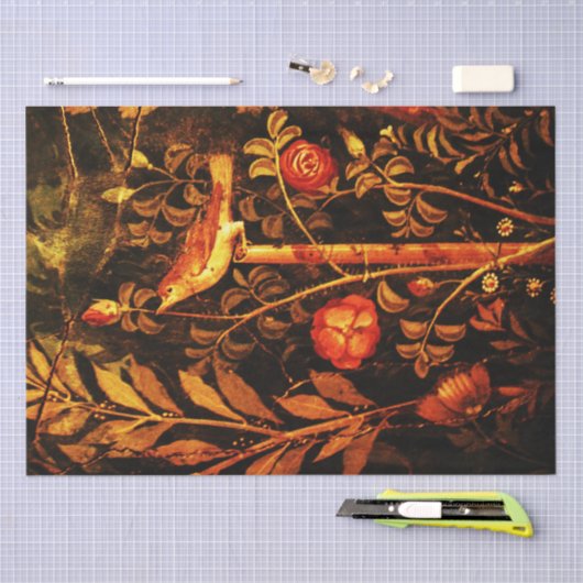 POMPEII COLLECTIE NIGHTINGALE MET ROZEN, rood Tissuepapier (Craft)