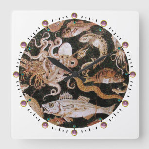 POMPEII-COLLECTIE / OCEAN - ZEE LIFE-SCENE, wit Vierkante Klok