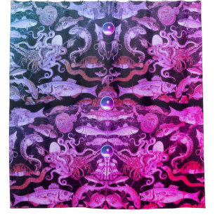 POMPEII-COLLECTIE/ZEE LIFE Nautisch Roze Blauw Douchegordijn