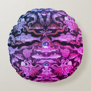 POMPEII-COLLECTIE/ZEE LIFE Nautisch Roze Blauw Rond Kussen