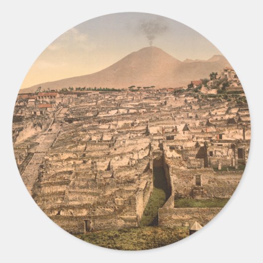 Pompeii en de berg Vesivius, Campanië, Italië Ronde Sticker (Voorkant)