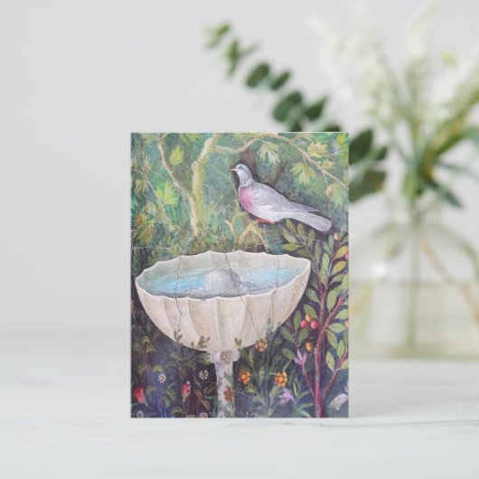 Pompeii Fresco van Pigeon over een fontein Briefkaart (Staand voorkant)
