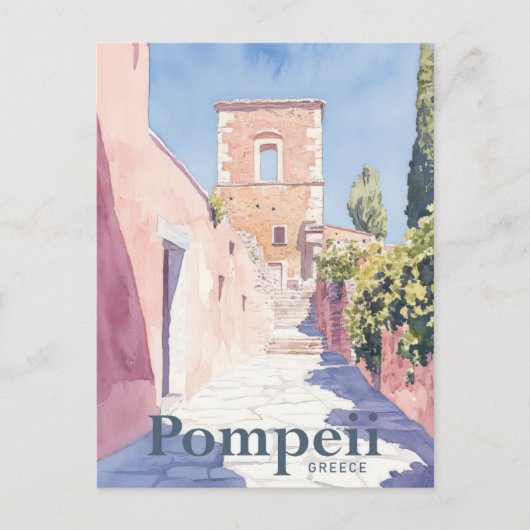Pompeii Griekenland Waterverf Schilderij Reizen Briefkaart (Voorkant)