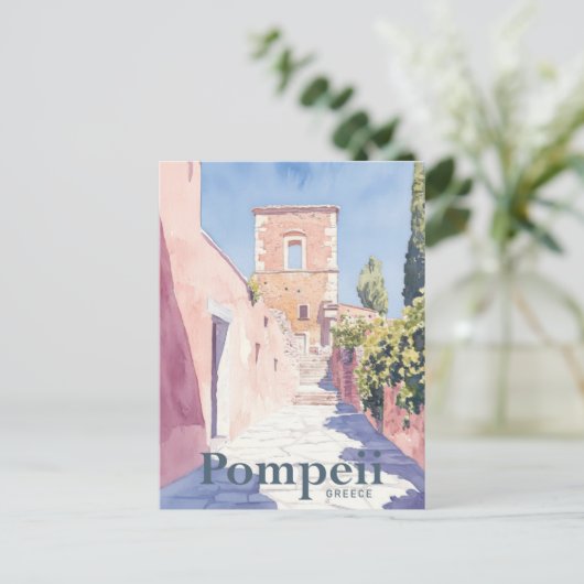 Pompeii Griekenland Waterverf Schilderij Reizen Briefkaart (Staand voorkant)