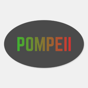 Pompeii Italië Minimalistisch Typografisch Ontwerp Ovale Sticker