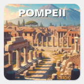 Pompeii Italië Mount Vesuvius Reizen Vierkante Sticker (Voorkant)