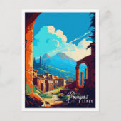 Pompeii Italië vintage reisillustratie Briefkaart (Voorkant)