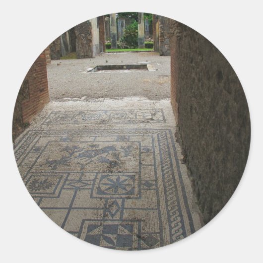 Pompeii Mozaïekvloer Ronde Sticker (Voorkant)